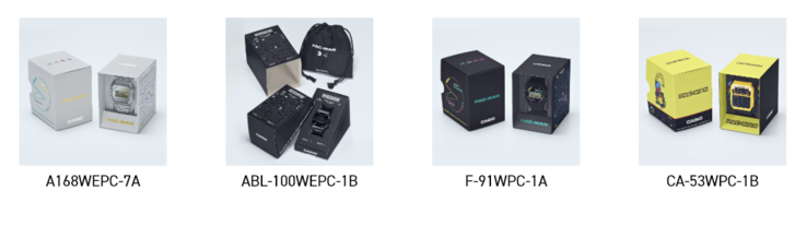 L'emballage spécial Pac-man x Casio pour les 4 nouveaux modèles. (Source de l'image : Casio)