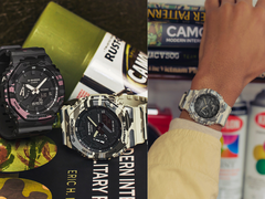 En photo : les Casio G-Shock GA-2100CM-8A et GA-2100CM-5A (à gauche), et le GA-2100CM-5A (à droite).