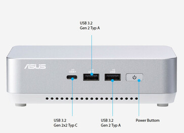 Les connexions externes de l'Asus NUC 14 Pro+ - face avant (source : Asus)