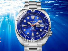 Une image promotionnelle de la nouvelle montre Seiko x PADI Prospex