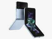 Le Galaxy Z Flip4 ressemblera à son prédécesseur mais avec un écran de couverture plus grand. (Image source : @OnLeaks &amp; 91mobiles)