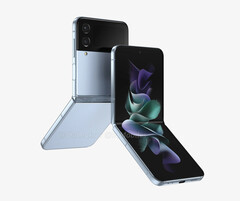 Le Galaxy Z Flip4 ressemblera à son prédécesseur mais avec un écran de couverture plus grand. (Image source : @OnLeaks &amp;amp; 91mobiles)