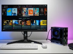 PC de bureau équipé du système d&#039;exploitation Bazzite et connecté à un moniteur affichant une interface de jeu Steam, ressemblant à une configuration de console. (ETA PRIME)
