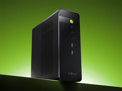 L'Evo-X5 Pro est un peu plus abordable que le Minisforum MS-S1 Max-P495. Photo : image promotionnelle montrant la face avant du mini-PC.