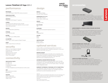 Spécifications ThinkPad L13 Yoga G2 AMD