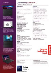 Lenovo ThinkPad P16v Gen 3 : Spécifications
