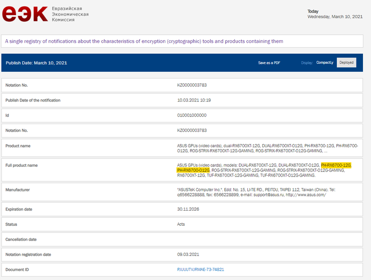 Deux Radeon RX 6700 SKUs cachées dans plusieurs RX 6700 XT SKUs. (Source de l'image