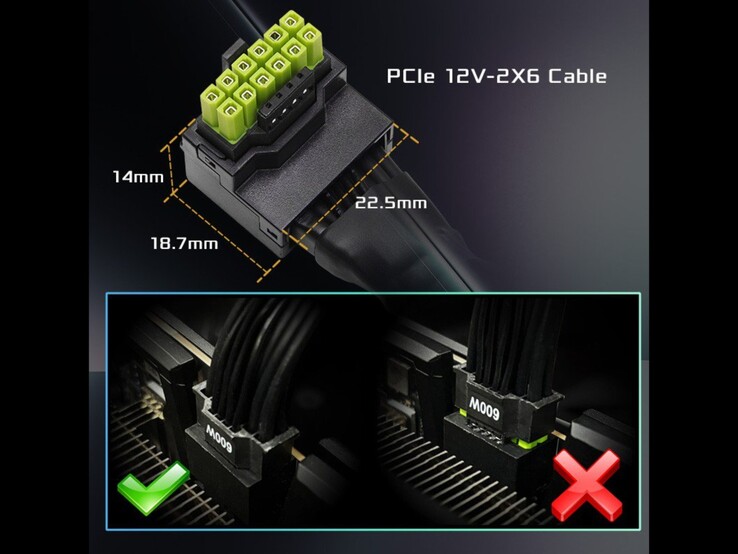 Dimensions du nouveau câble 12V-2x6. (Source de l'image : ASRock)
