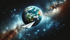 Lorsqu'un avion en papier est lancé depuis l'ISS, il survit à sa rentrée dans l'atmosphère terrestre mais brûle avant d'atteindre le sol. (Source de l'image : DallE3)