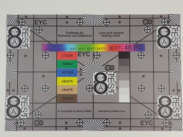 Samsung Galaxy Note 8 : photo Test chart (lentille telephoto).