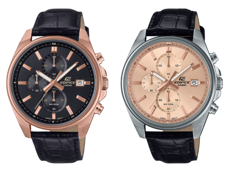 De gauche à droite : les montres Casio Edifice EFV-610ECL-1A et EFV-610EL-5A. (Source de l'image : Casio)