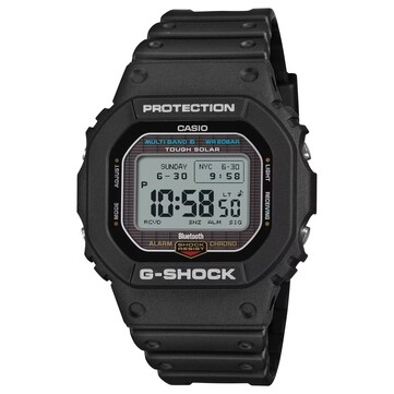 Montre numérique Casio G-Shock GW-BX5600-1A1, dotée d’un boîtier et d’un bracelet en résine noire, avec un écran MIP négatif à fort contraste.