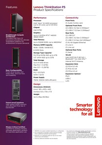 Lenovo ThinkStation P5 - Spécifications. (Source de l'image : Lenovo)