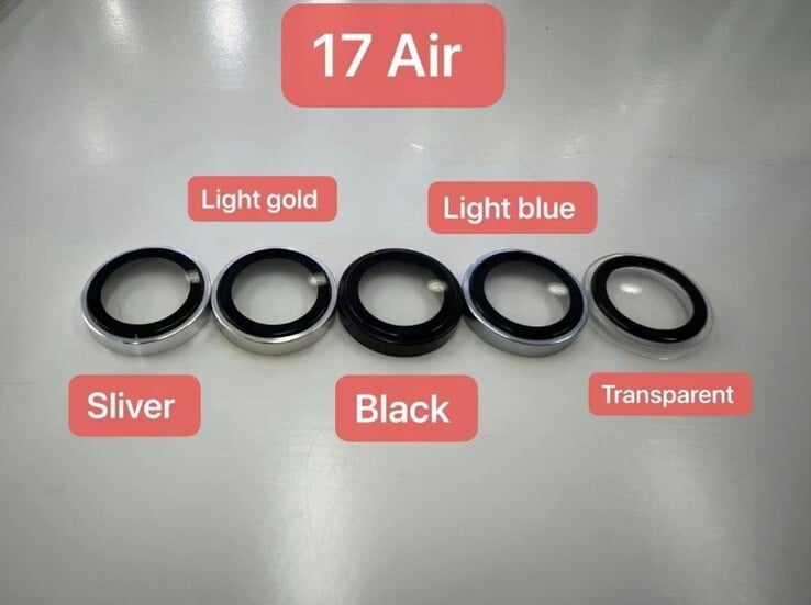 Les anneaux de protection de l'appareil photo qui sont censés révéler les couleurs de l'iPhone 17.