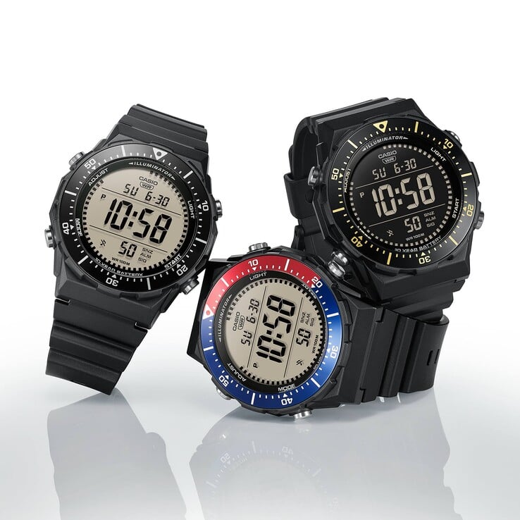 De gauche à droite : les montres Casio AE-1700H-1AV, AE-1700H-1A2V et AE-1700H-2BV. (Source de l'image : Casio)