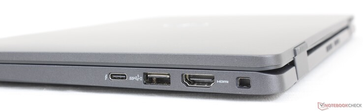 Droite : USB-C avec Thunderbolt 4 + Power Delivery + DisplayPort, USB-A 3.2 Gen. 1, HDMI 2.0, verrouillage en forme de coin
