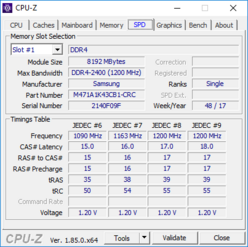 MSI GV62 8RE - CPU-Z : SPD.
