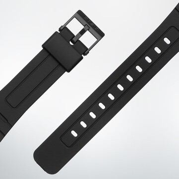 Gros plan sur les bracelets en résine de la Casio F-B100W.