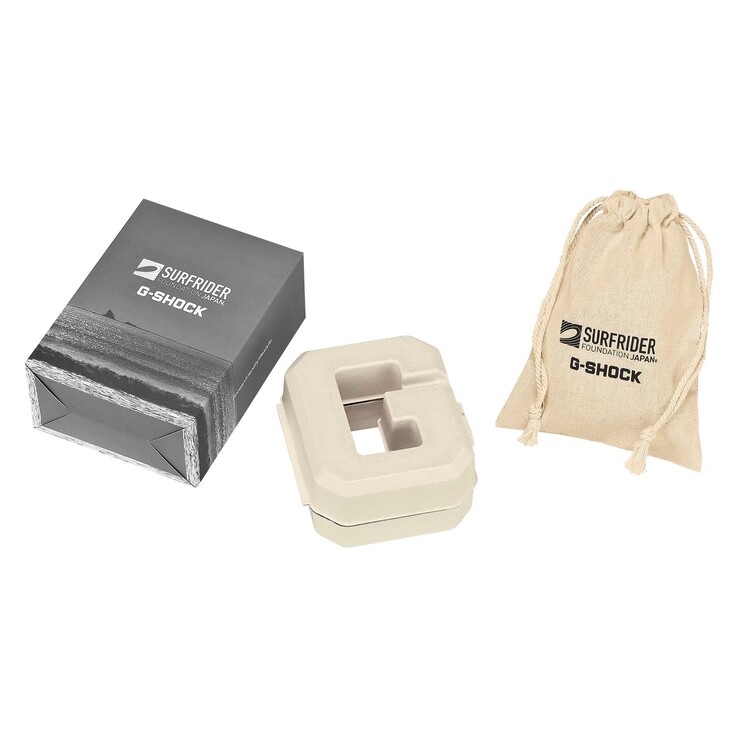 Le GBX100SFJ-1 est livré dans un emballage spécial respectueux de l'environnement, avec une pochette personnalisée de la Surfrider Foundation Japan.