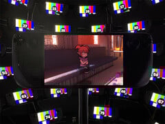 Les 9 jeux peuvent être achetés pour seulement 10 $. Sur la photo : Demon Turf fonctionnant sur le Steam Deck avec plusieurs ordinateurs de poche en arrière-plan. (Source de l'image : Valve - édité)