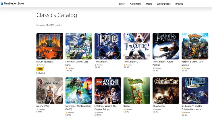 Sélection de classiques PS Plus Premium en démonstration (Source de l'image : capture d'écran, PlayStation Store)