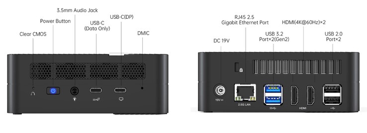 Ports externes sur le Minisforum Venus Series UM560 XT (source : Minisforum)