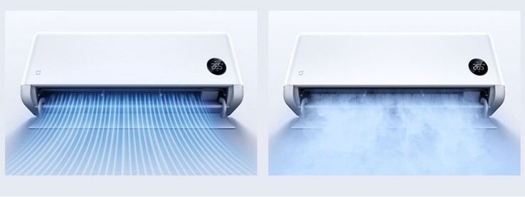 Illustration de la brise légère du climatiseur Xiaomi Mijia Powerful Air Pro Ultimate Edition (à droite) par rapport à un modèle classique (à gauche)