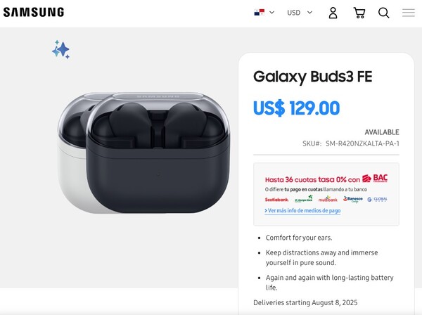 Le Galaxy Buds 3 FE sera vendu plus cher que le Galaxy Buds FE. (Source de l'image : Samsung)