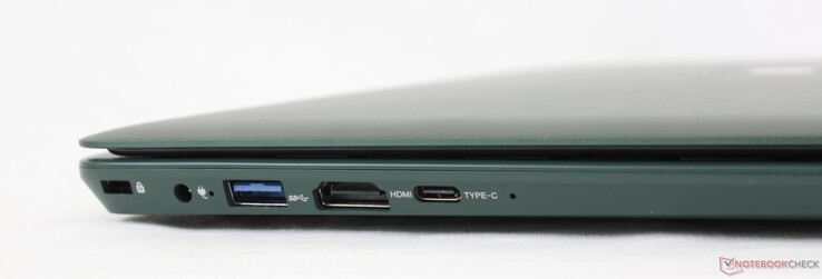 À gauche : verrou Kensington, adaptateur secteur, USB-A 3.0, HDMI, USB-C avec DisplayPort et Power Delivery