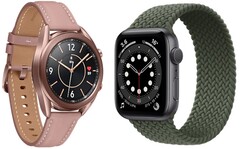 La surveillance du glucose pourrait faire son apparition dans les futures smartwatches Samsung et Apple. (Source de l&#039;image : Samsung Galaxy Watch 3/Apple Watch Series 6).
