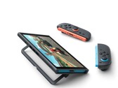 Nintendo Switch 2 posée sur son support, avec les Joy-Cons détachés.