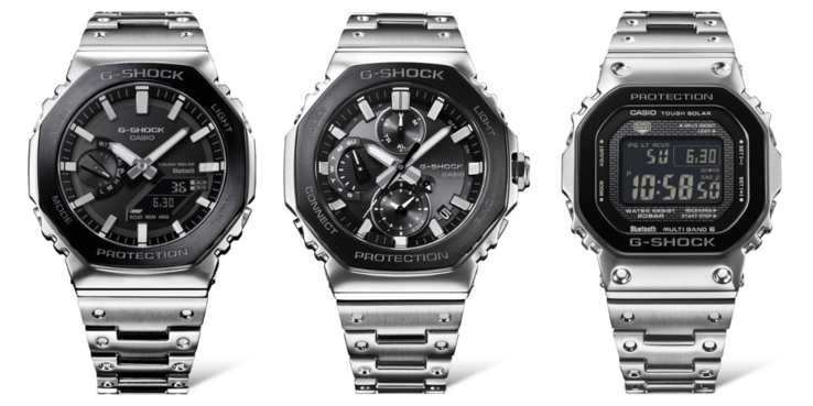De gauche à droite : les montres Casio G-Shock GM-B2100BT-1A, GMC-B2100BT-1A et GMW-B5000BT-1. (Source de l'image : Casioblog)