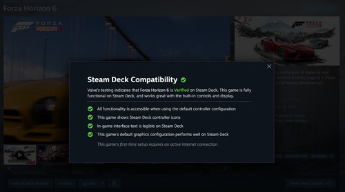 Forza Horizon 6 Steam Deck évaluation vérifiée