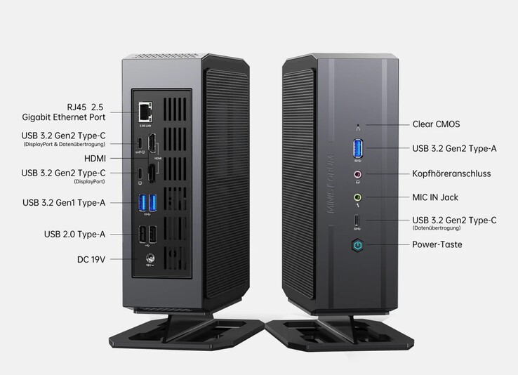 Interfaces externes sur le NAD9 de la série Neptune de Minisforum (source : Minisforum)