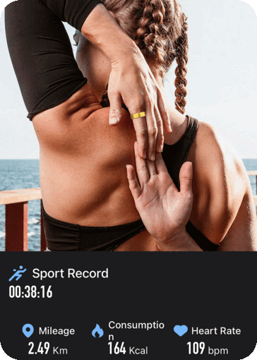 La bague intelligente Qring Titan Pro enregistre les pas effectués, les calories brûlées ainsi que le temps d'activité (Source : Qring)