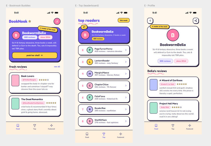 Captures d'écran de l'application de critique de livres intentionnellement vulnérable.