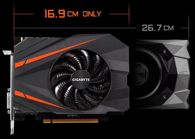 Qu'en est-il des GTX 1080 de taille ITX, qui s'intègrent dans des constructions dont la Vega 64 ne pouvait même pas rêver ? S'en souvient-on ? (Image : Gigabyte)