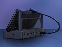 La station d&#039;accueil Asus ROG Bulwark DG300 se veut universelle. Photo : la station d&#039;accueil connectée à un téléphone. (Source de l&#039;image : Asus)