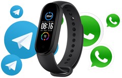 La Mi Band 6 peut permettre aux utilisateurs de communiquer via des services de messagerie populaires. (Source de l&#039;image : Xiaomi (Mi Band 5 en photo)/Médium - édité)