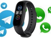 La Mi Band 6 peut permettre aux utilisateurs de communiquer via des services de messagerie populaires. (Source de l'image : Xiaomi (Mi Band 5 en photo)/Médium - édité)