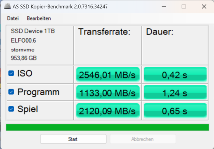 Benchmark de la copie ASD SSD