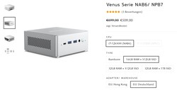 Minisforum Venus Series NAB6, configurations (source : Minisforum)