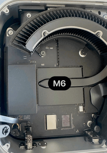 La puce NAND est soudée sur le Mac Mini M6