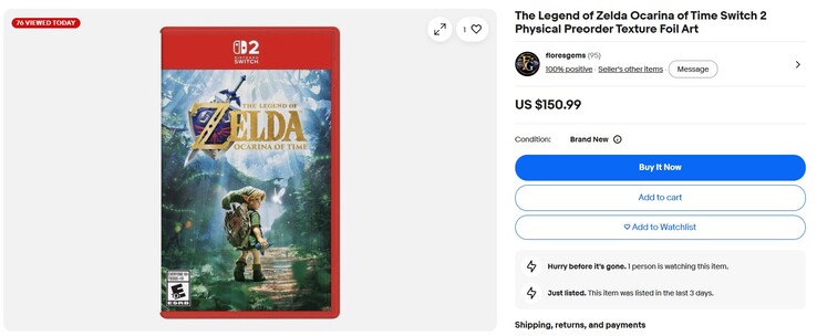 Le remake de Zelda : Ocarina of Time est en vente sur eBay.