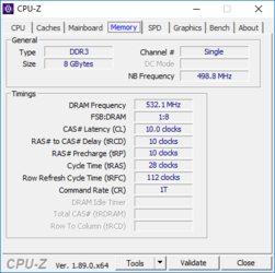 Chuwi AeroBook 13 - CPU-Z : mémoire vive.