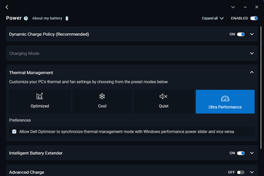 Profils d'alimentation Dell Optimizer