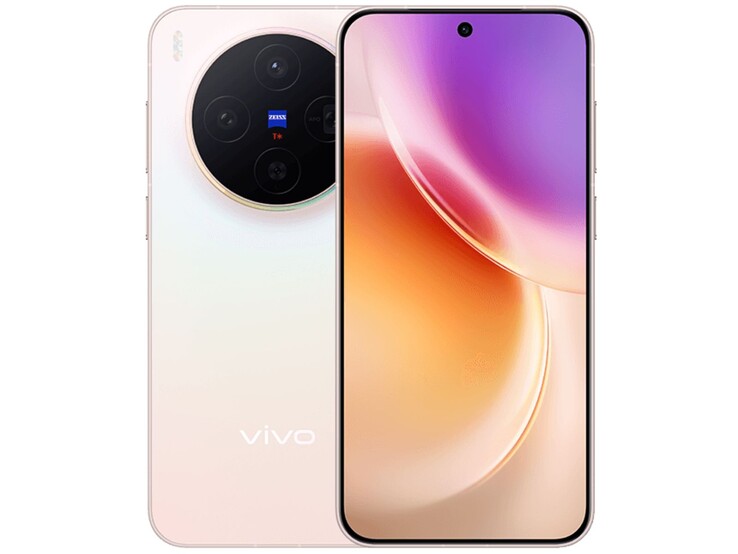Vue avant et arrière du smartphone Vivo X300 montrant le module circulaire de l'appareil photo Zeiss et l'écran dégradé (Image source : Vivo)