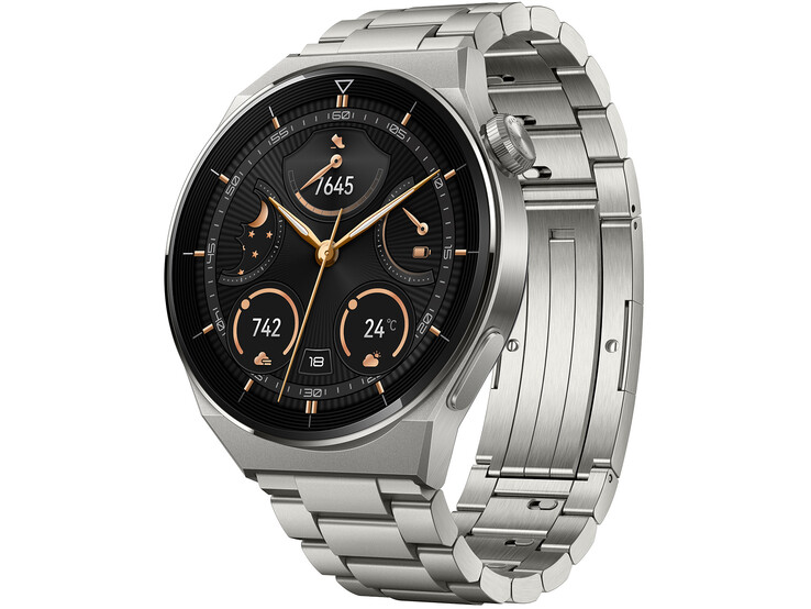 La Huawei Watch GT 3 Pro de 46 millimètres avec un bracelet en titane est le modèle haut de gamme du fabricant chinois.