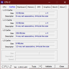 Lenovo ThinkPad T14 - CPU-Z : caches.