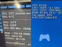Une capture d'écran montrant le GPU RSX et le CPU CELL de la PS3 overclockés à 850 MHz et 4,1 GHz respectivement (source d'image : Modyfikator89 sur X)